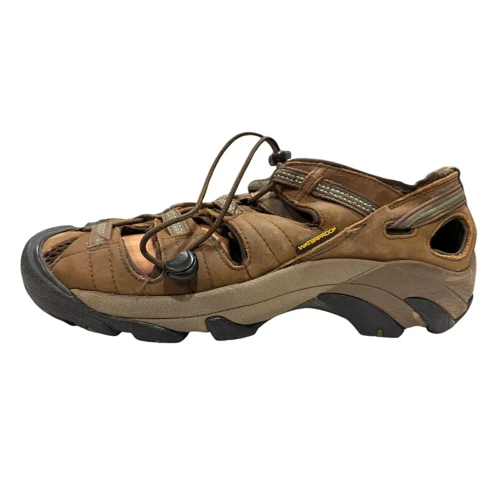 Keen Men's Sz 10.5 Arroyo II hiking sandals brown leather bungee lacing system